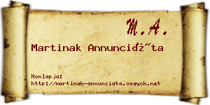 Martinak Annunciáta névjegykártya